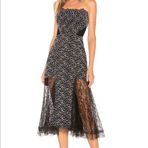 Alexis Ornella Midi Dress with Corded Lace Leaf